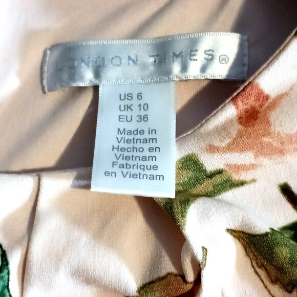 London Times Light Pink Floral Sleeveless Cropped Jersey Jumpsuit Size 6 - Picture 9 of 16